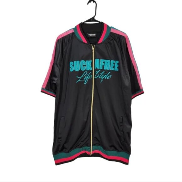 Suckafree Lifestyle Men's Short Sleeves Full Zip Bomber Jacket - XXL - Picture 1 of 1